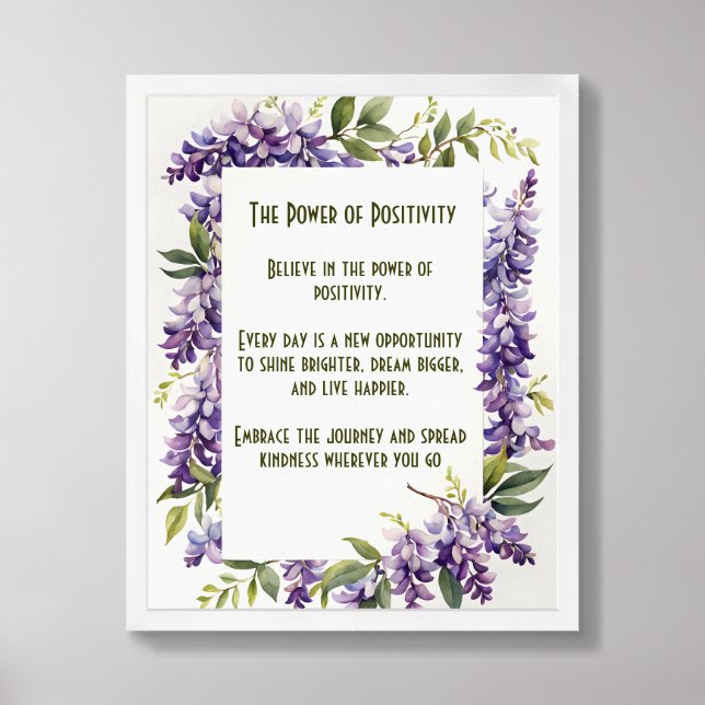 Personalized Traditional Floral Positivity Poster (Framed Front)