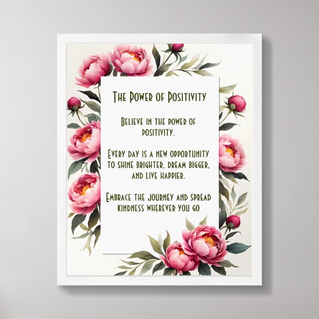 Personalized Traditional Floral Positivity Poster (Framed Front)