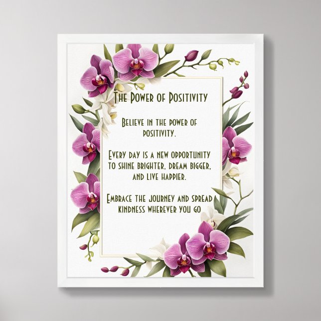 Personalized Traditional Floral Positivity Poster (Framed Front)