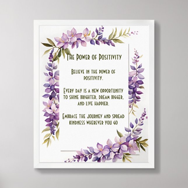 Personalized Traditional Floral Positivity Poster (Framed Front)