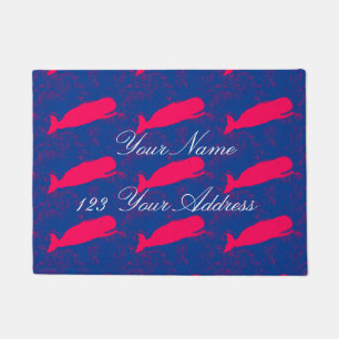 personalized  traditional red whales design doormat