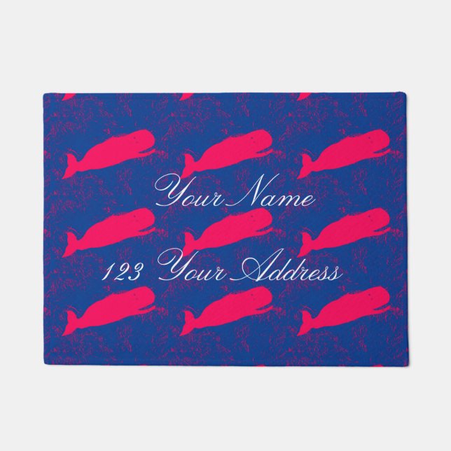 personalized  traditional red whales design doormat (Front)