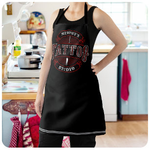 Personalized Traditional Style Tattoo Studio Shop Apron