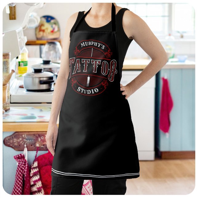 Personalized Traditional Style Tattoo Studio Shop Apron (Creator Uploaded)
