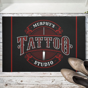 Personalized Traditional Style Tattoo Studio Shop Doormat