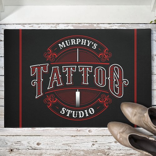 Personalized Traditional Style Tattoo Studio Shop Doormat