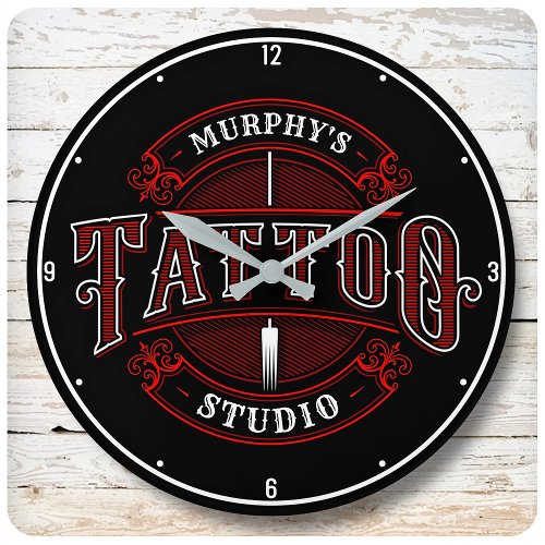 Personalized Traditional Style Tattoo Studio Shop Large Clock