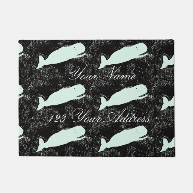 personalized  traditional white whales design doormat (Front)