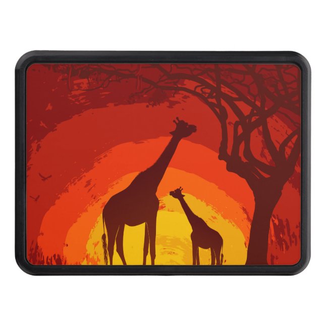 Personalized Trailer Hitch African Safari Giraffe Hitch Cover (Front)