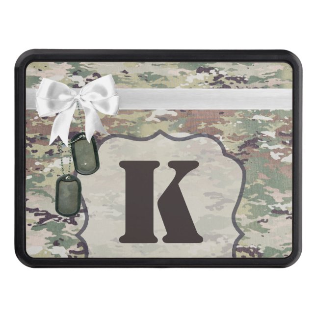 Personalized Trailer Hitch Army OCP Camo Uniform Hitch Cover (Front)