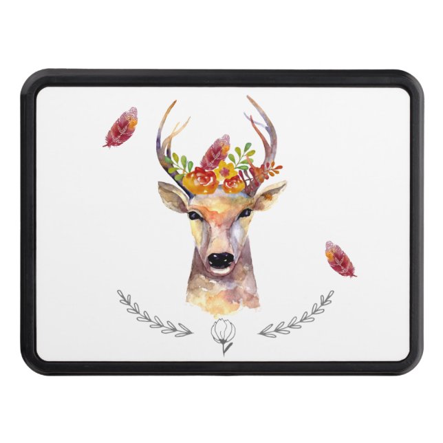 Personalized Trailer Hitch boho deer Buck Head Bro Hitch Cover (Front)
