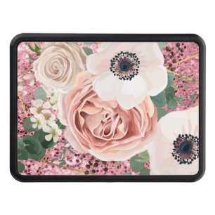 Personalized Trailer Hitch Geometric Garden Rose Cover
