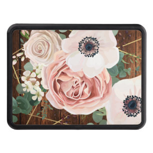 Personalized Trailer Hitch Geometric Garden Rose Hitch Cover