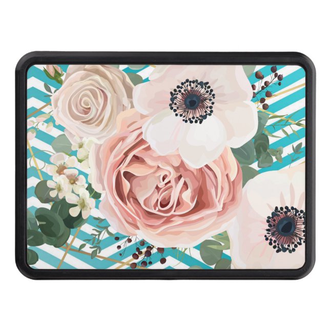Personalized Trailer Hitch Geometric Rose Chevron Hitch Cover (Front)