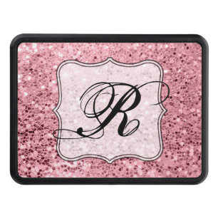 Personalized Trailer Hitch Rose Gold Glitter Cover