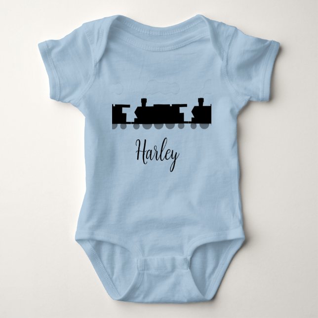 Personalized train  baby bodysuit (Front)