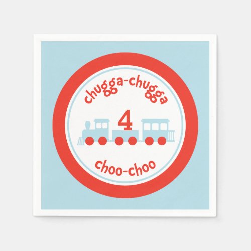 Personalized Train Birthday Party Paper Napkins