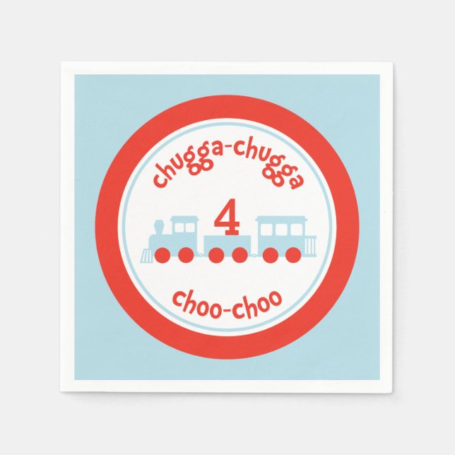 Personalized Train Birthday Party Paper Napkins (Front)