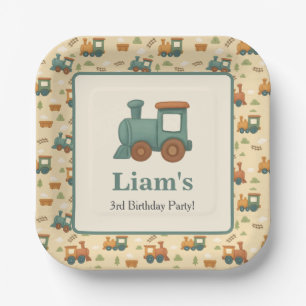 Personalized Train Birthday Party  Paper Plates