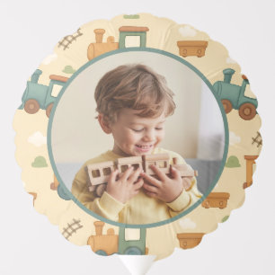 Personalized Train Birthday Photo Party Balloon