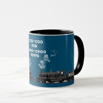 Personalized Train Collector Two-tone Coffee Mug by surpriseshop at Zazzle