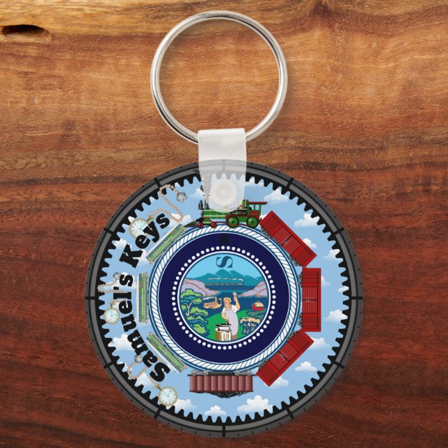 Personalized Train Conductor Keychain (Front)