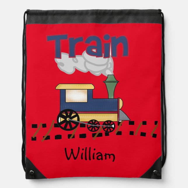 Personalized Train Drawstring Bag (Front)