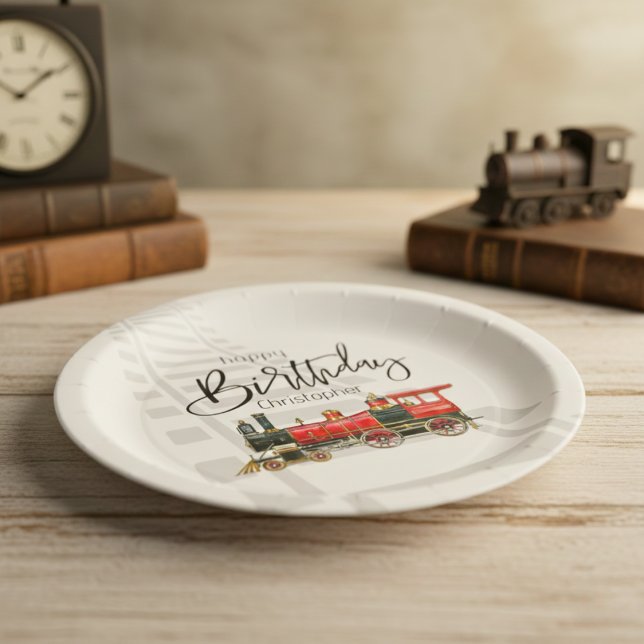 Personalized Train Happy Birthday Paper Plates (Personalized Train Happy Birthday Paper Plates)