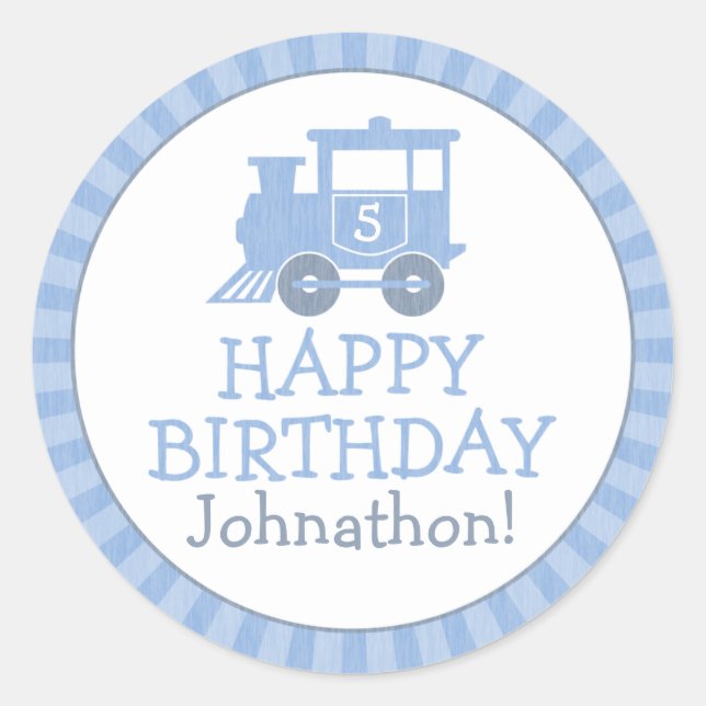 Personalized Train Kids Birthday Stickers (Front)