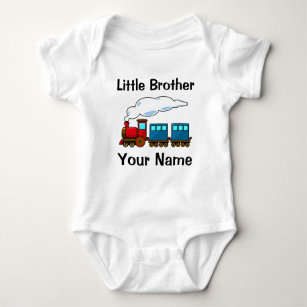 personalized train little brother baby bodysuit