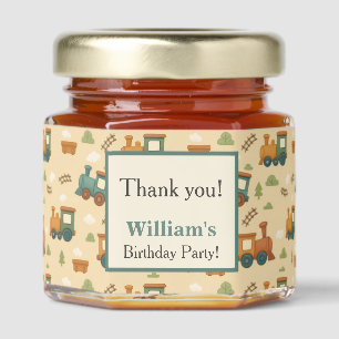 Personalized Train Thank You Birthday Honey Jar Favors