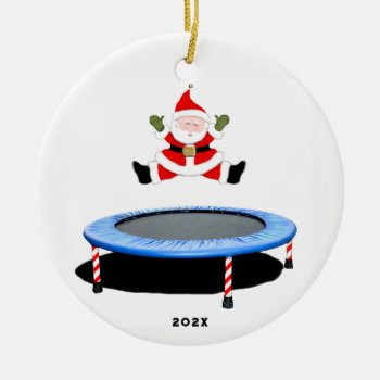 Personalized Trampolining Santa Ceramic Ornament by partygames at Zazzle