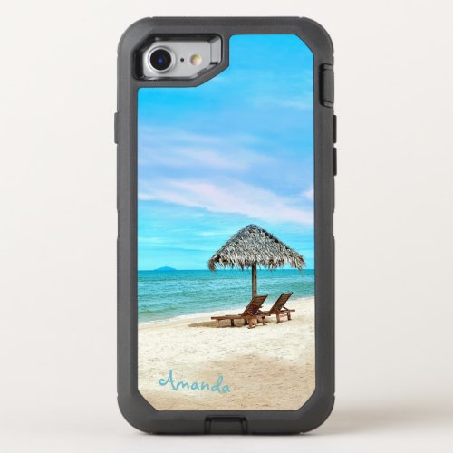 Personalized Tranquil Ocean Beach Landscape OtterBox Defender iPhone SE87 Case