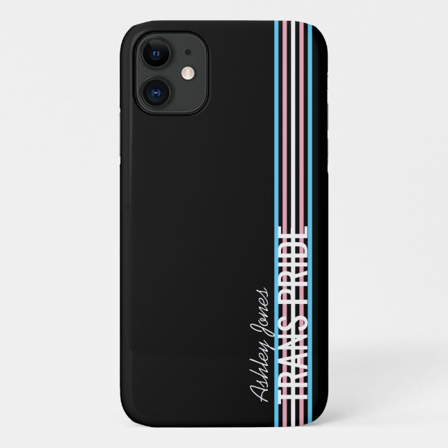 Personalized Trans Pride Stripes LGBT Customized Case-Mate iPhone Case (Back)