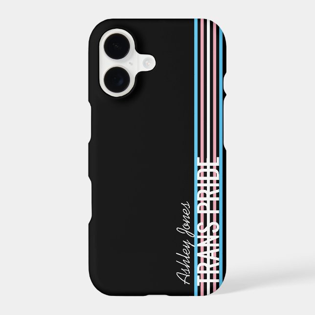Personalized Trans Pride Stripes LGBT Customized Iphone Case (Back)
