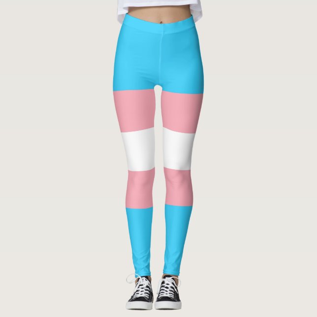 Personalized Transgender Flag Leggings (Front)