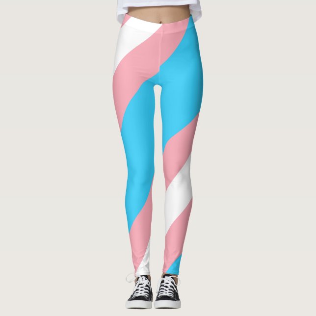 Personalized Transgender Flag Leggings (Front)
