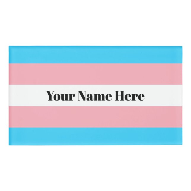 Personalized Transgender Flag Name Tag (Front)
