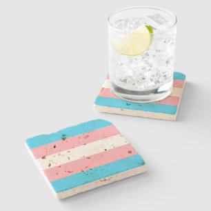 Personalized Transgender Flag Stone Coaster