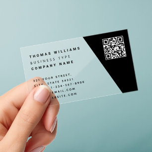 Personalized Transparent Business QR Code Modern Clear Business Cards
