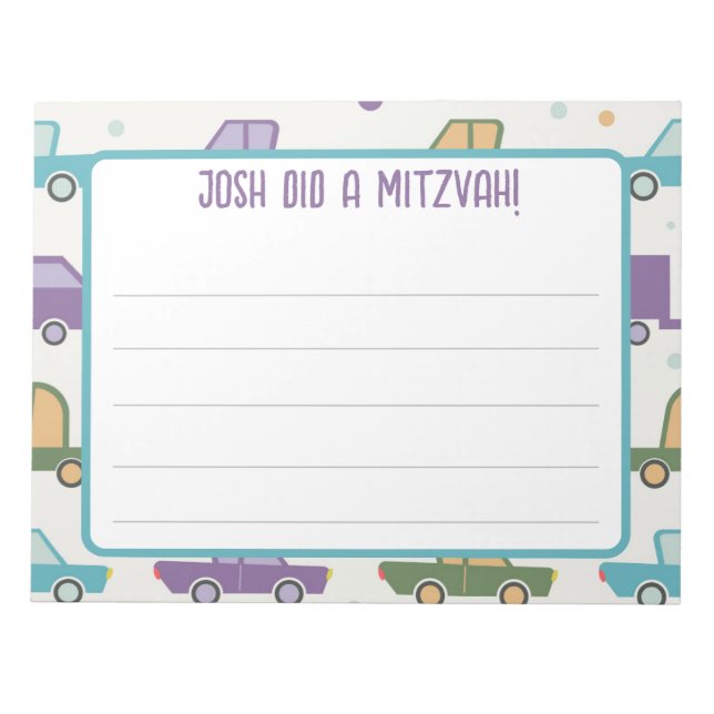 Personalized transportation mitzvah notes (Front)