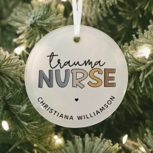 Personalized Trauma Nurse Trauma Nursing Gifts Glass Ornament