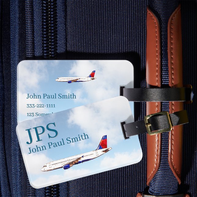 Personalized Travel Airplane with Monogram Luggage Tag (Creator Uploaded)