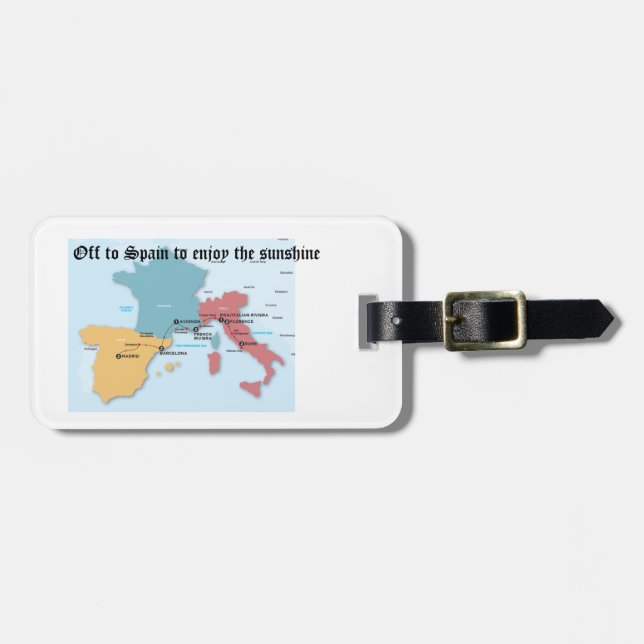 Personalized Travel Luggage Tag - Off to Spain Tag (Front Horizontal)
