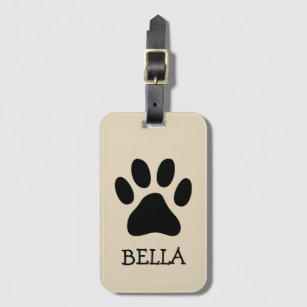 Personalized travel luggage tag with dog paw print