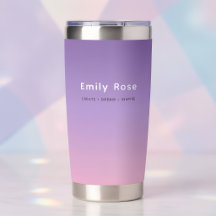 Personalized Travel Tumbler with Name Pink Purple
