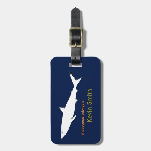 personalized travel white shark luggage tag