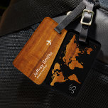 Personalized Traveler Wood World Map Luggage Tag<br><div class="desc">Cool worldmap image in a wooden look,  to personalize with your name and phone-number...  A clever way to make your luggage stand out in a crowd... 'cause everyone seems to travel with a black suitcase</div>