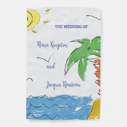Personalized Treasure beach with palm tree Garden Flag