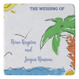 Personalized Treasure beach with palm  Trivet